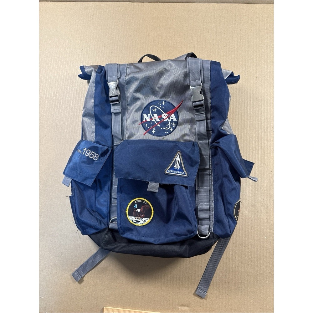 NASA Roll Top Laptop Backpack Bioworld Apollo Shuttle Patch Logo Space Bag